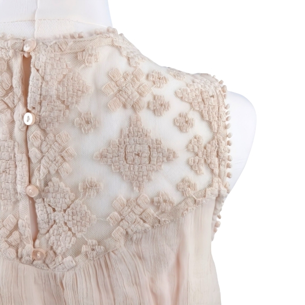 Style & Co Petite Tan Embroidered Boho Sleeveless Blouse PM - Picture 3 of 7